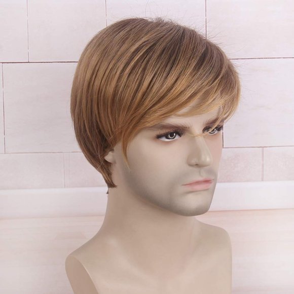 Cosplay Wig for Men Short Layered Natural Hair (Ombre Brown) Wig For Men New - Picture 6 of 6